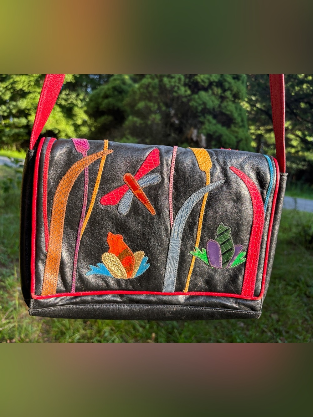 Accents by Sharif Leather Crossbody Bag Rare Vintage